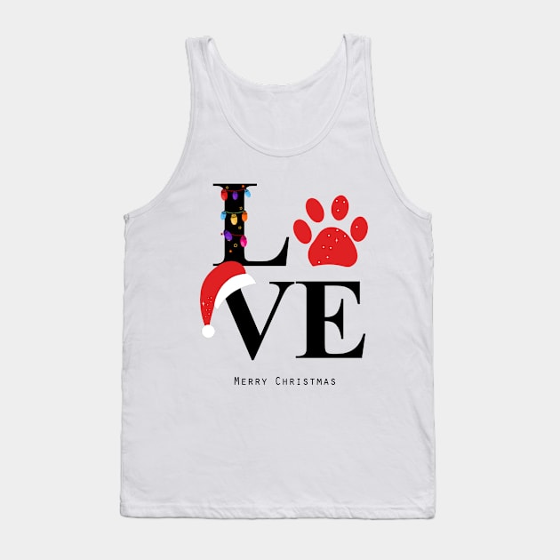 Love text with paw print and colorful light bulb.merry christmas Tank Top by stark.shop